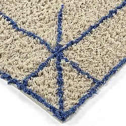Koberec s dlhým vlasom - Kairi Natural Cotton Shaggy (béžová/modrá)