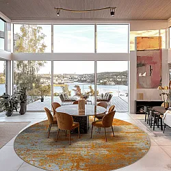 Kruhový koberec - Kebira (hnedý/modrý)