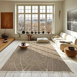 Koberec s dlhým vlasom - Kindon Natural Cotton Shaggy (béžová/biela)