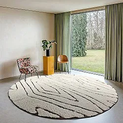 Kruhový koberec - Kindon Natural Cotton Shaggy (špinavá biela/hnedá)