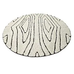 Kruhový koberec - Kindon Natural Cotton Shaggy (špinavá biela/hnedá)