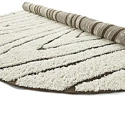 Kruhový koberec - Kindon Natural Cotton Shaggy (špinavá biela/hnedá)
