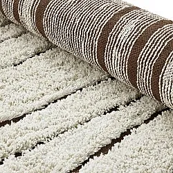 Kruhový koberec - Kindon Natural Cotton Shaggy (špinavá biela/hnedá)