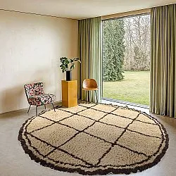 Kruhový koberec - Lana Natural Cotton Shaggy (béžová/hnedá)