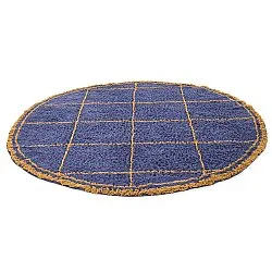 Kolo koberce - Lana Natural Cotton Shaggy (modrá/žltá)