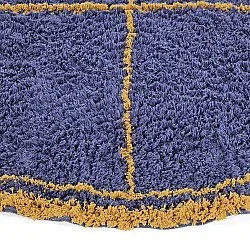 Kolo koberce - Lana Natural Cotton Shaggy (modrá/žltá)