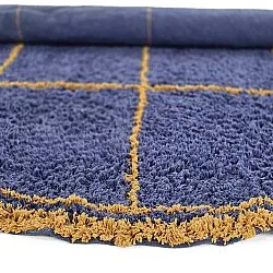 Kolo koberce - Lana Natural Cotton Shaggy (modrá/žltá)