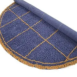 Kolo koberce - Lana Natural Cotton Shaggy (modrá/žltá)