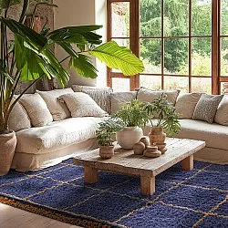 Koberce s dlhým vlasom - Lana Natural Cotton Shaggy (modrá/žltá)