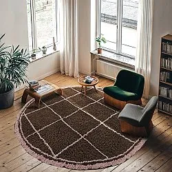 Kolo koberce - Lana Natural Cotton Shaggy (hnedá)