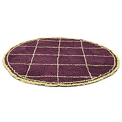 Kruhový koberec - Lana Natural Cotton Shaggy (bordó/žltá)