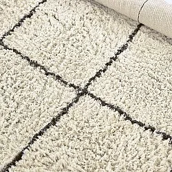 Kruhový koberec - Lana Natural Cotton Shaggy (krémová/tmavošedá)