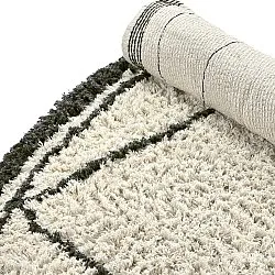 Kruhový koberec - Lana Natural Cotton Shaggy (krémová/tmavošedá)