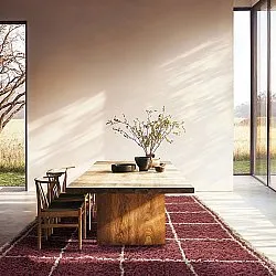 Hladké koberce - Lana Natural Cotton Shaggy (taupe/červená)