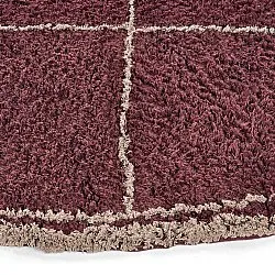 Kruhový koberec - Lana Natural Cotton Shaggy (taupe/červená)