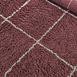 Kruhový koberec - Lana Natural Cotton Shaggy (taupe/červená)