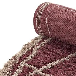 Kruhový koberec - Lana Natural Cotton Shaggy (taupe/červená)