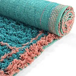 Koberce s dlhým vlasom - Lana Natural Cotton Shaggy (tyrkysová/ružová)