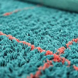 Kolo koberce - Lana Natural Cotton Shaggy (tyrkysová/ružová)