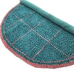 Kolo koberce - Lana Natural Cotton Shaggy (tyrkysová/ružová)