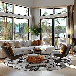 Kruhový koberec - Lawrance (šedá/biela)