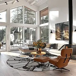 Kruhový koberec - Lawrance (šedá/biela)