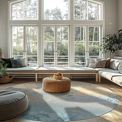 Kruhový koberec - Lesley (modrá/sivá/turquoise)