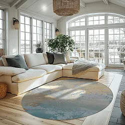 Kruhový koberec - Lesley (modrá/sivá/turquoise)