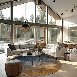 Kruhový koberec - Librilla (hnedý/modrý)