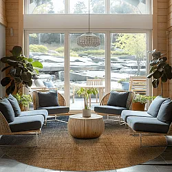 Kruhový koberec - Librilla (hnedý/modrý)