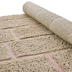 Koberce s dlhým vlasom - Lindley Natural Cotton Shaggy (béžová/ružová)