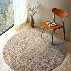 Kolo koberce - Lindley Natural Cotton Shaggy (béžová/ružová)