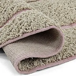 Kolo koberce - Lindley Natural Cotton Shaggy (béžová/ružová)