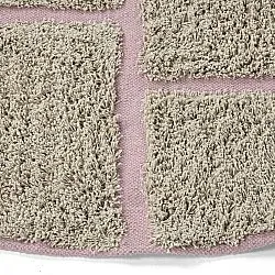Kolo koberce - Lindley Natural Cotton Shaggy (béžová/ružová)