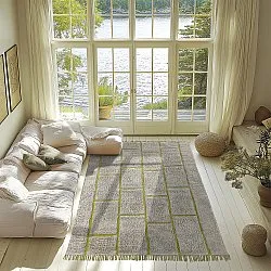 Koberce s dlhým vlasom - Lindley Natural Cotton Shaggy (sivá/zelená)