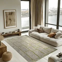 Koberce s dlhým vlasom - Lindley Natural Cotton Shaggy (sivá/zelená)