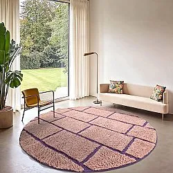 Kruhový koberec - Lindley Natural Cotton Shaggy (ružová/fialová)