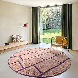 Kruhový koberec - Lindley Natural Cotton Shaggy (ružová/fialová)