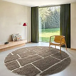 Kolo koberce - Lindley Natural Cotton Shaggy (taupe/sivá)