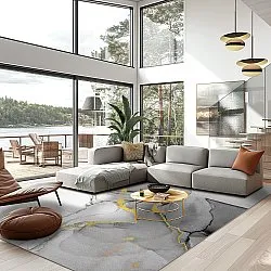 Koberec Wilton - Manilva (šedý/biely/zlatý)