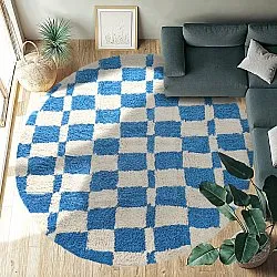 Kruhový koberec - Maranello Natural Cotton Shaggy (modrý)