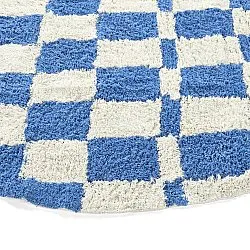 Kruhový koberec - Maranello Natural Cotton Shaggy (modrý)