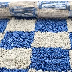 Kruhový koberec - Maranello Natural Cotton Shaggy (modrý)