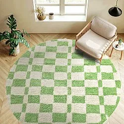 Kruhový koberec - Maranello Natural Cotton Shaggy (zelený)