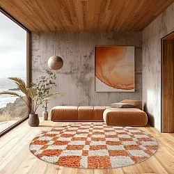 Kruhový koberec - Maranello Natural Cotton Shaggy (oranžová)