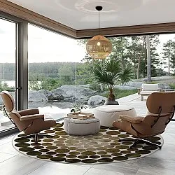 Kruhový koberec - Marineo (hnedá/zelená)