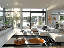 Koberec Wilton - Moudania (béžová/čierna/oranžová)