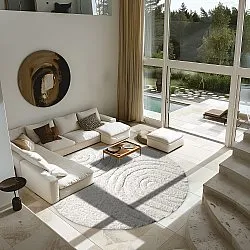 Kolo koberce - Navarra Natural Cotton Shaggy (biely)