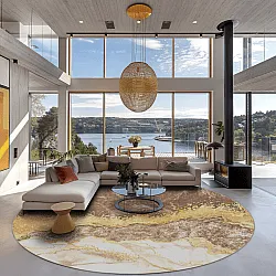 Koberec okrúhly - Padova (hnedý/biely/zlatý)