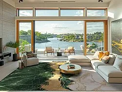 Koberec Wilton - Padova (zelená/biela/zlatá)